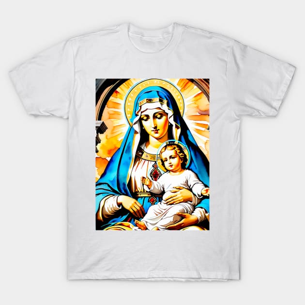 Mom and baby son Jesus Christ T-Shirt by Marccelus